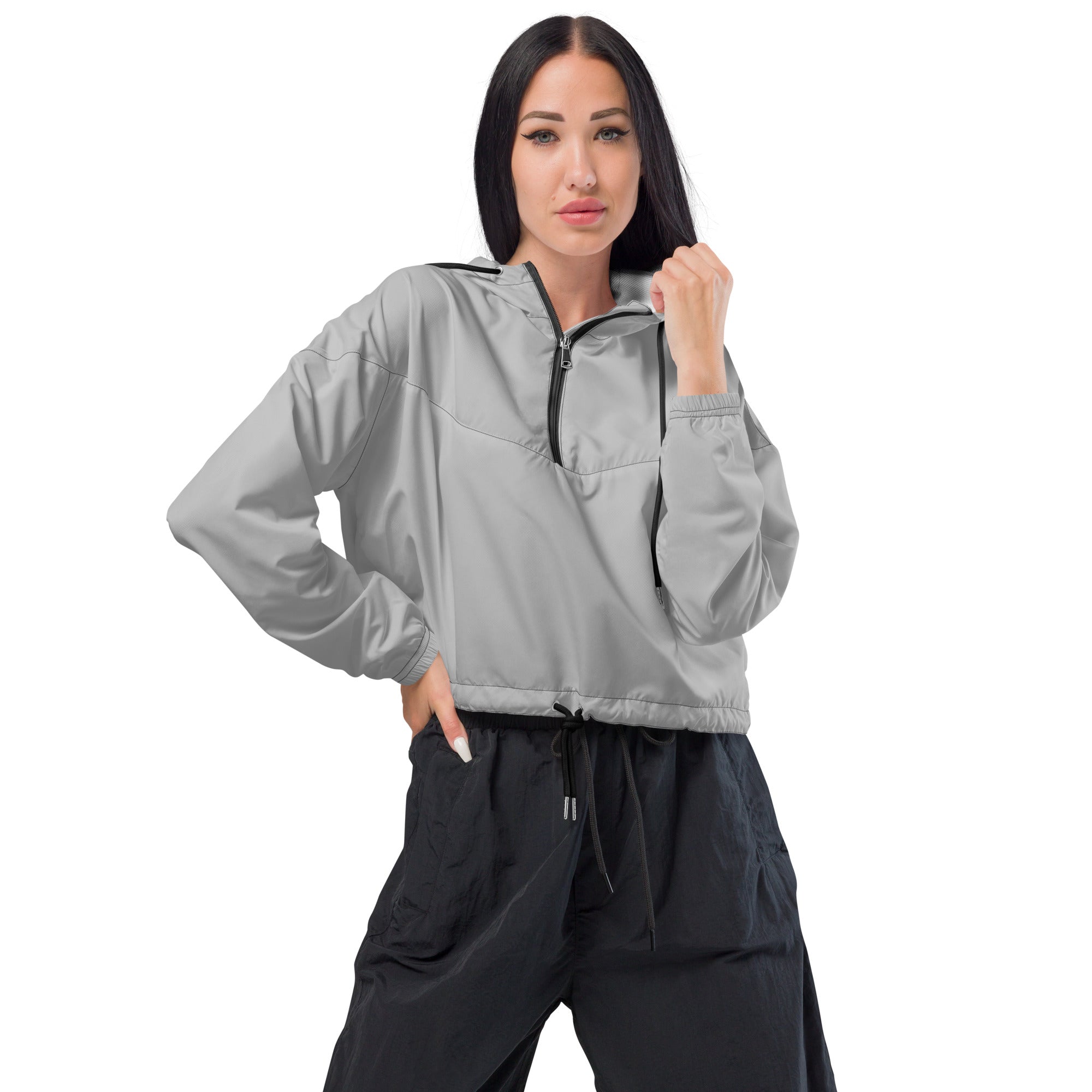 Silver Grey Cropped Windbreaker